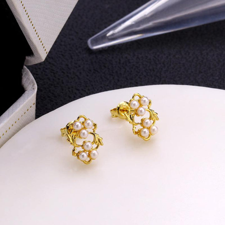 Women's Leaf Flower Pearl Earrings - Super Amazing Store