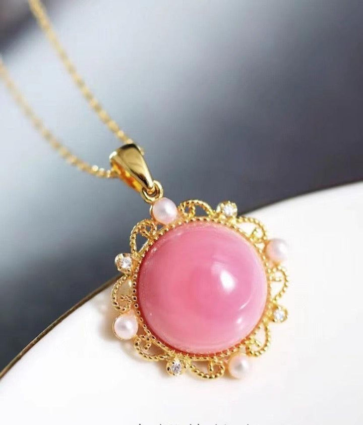 Queen Bea Plus Pearl Pendant Blunt Silver Thick Gold Plated - Super Amazing Store