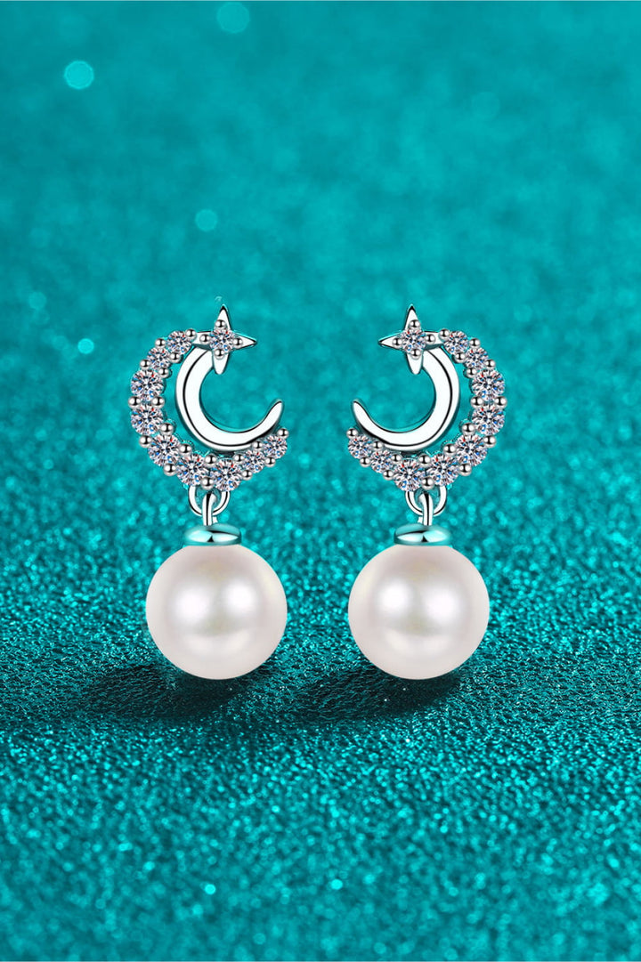 Moissanite Pearl Drop Earrings Trendsi