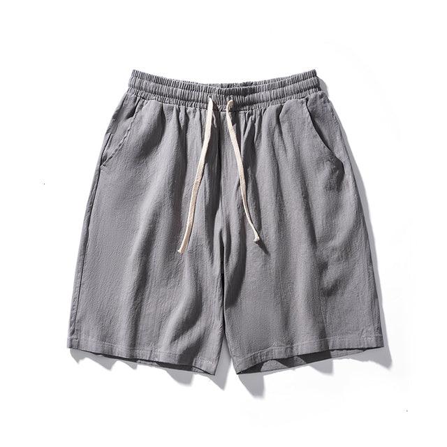 Cotton Line Shorts Men Summer Elastic Waist - Super Amazing Store