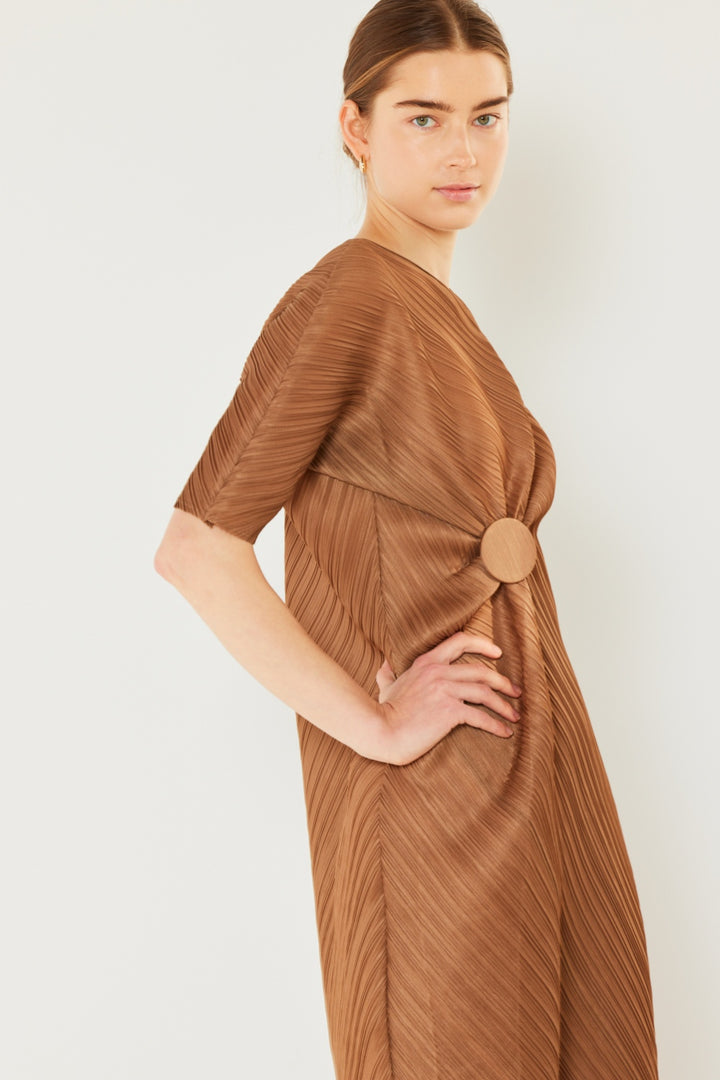 Marina West Swim Pleated Dolman Sleeve Dress Trendsi