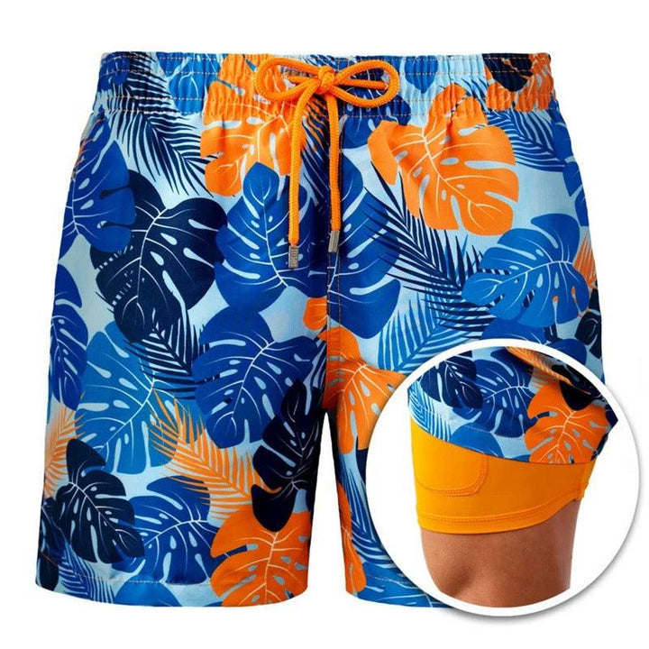 Men's Printed Beach Shorts Sports Double Layer Shorts Summer - Super Amazing Store