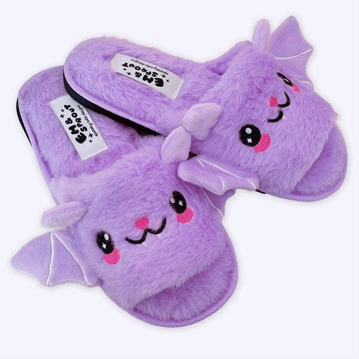 Cute Bat Slippers Halloween Shoes Winter Warm Home Slippers Women Men - Super Amazing Store