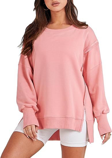 Solid Oversized Sweatshirt Crew Neck Long Sleeve - Super Amazing Store