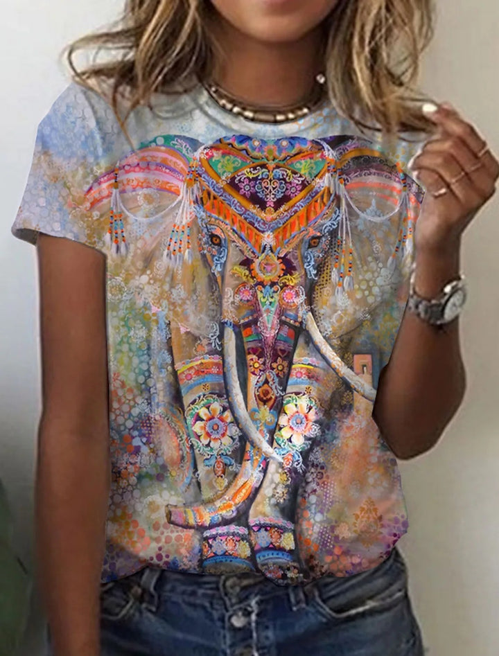 Women's European And American New Abstract Retro Print Short Sleeves-Super Amazing Store