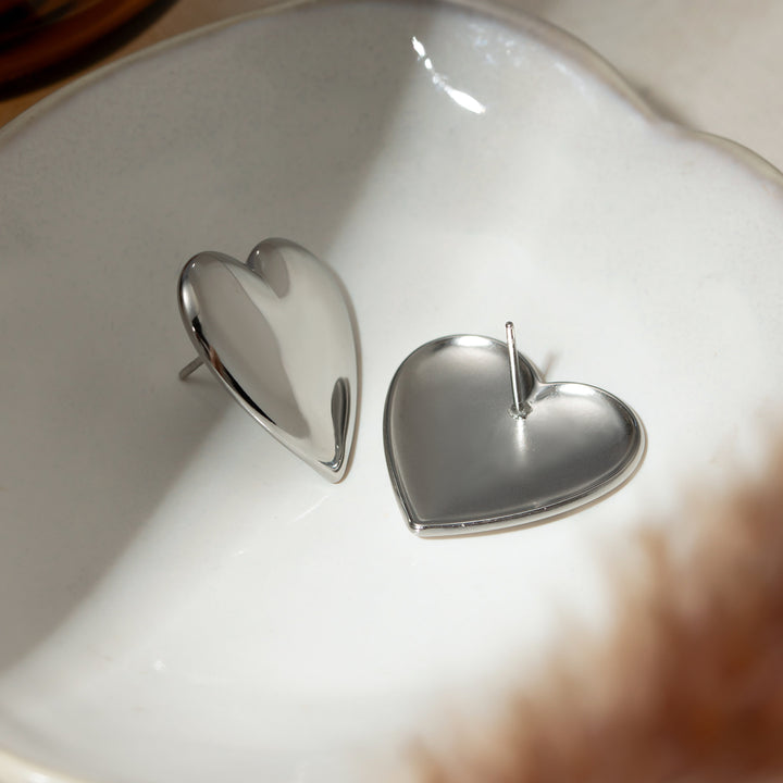 Stainless Steel Heart Stud Earrings Trendsi