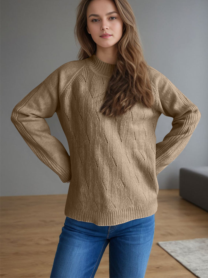 Mock Neck Long Sleeve Sweater Trendsi