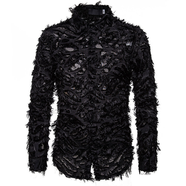 Feather tassel lapel shirt men - Super Amazing Store