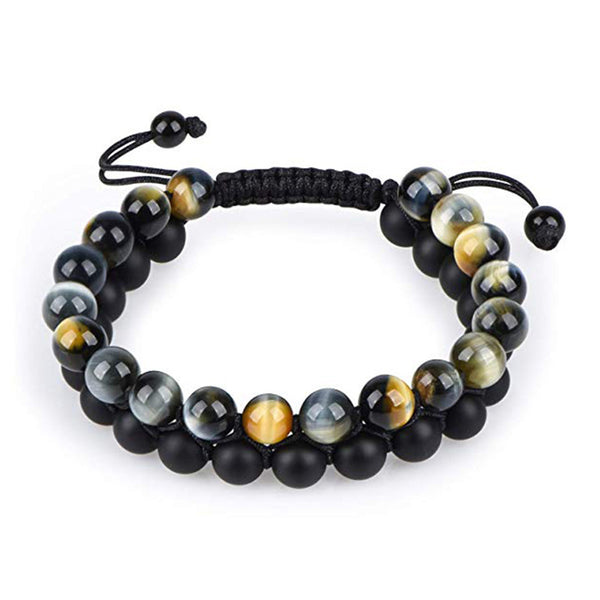 Tiger Eye Couple Bracelets Matte Black Agate Beads Bracelet Q2