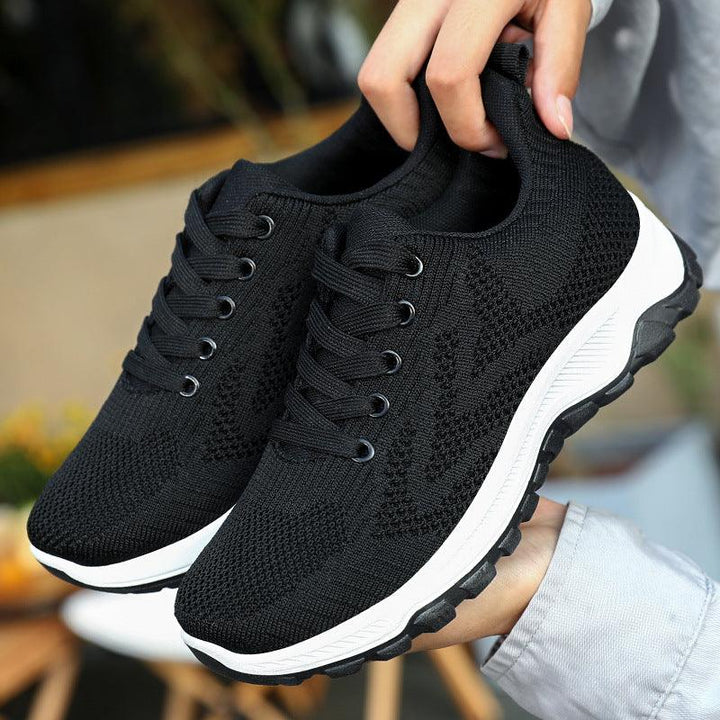 Shoes Women Breathable Flying Woven Soft Soled Running Shoes Lace Up Sneakers Women - Super Amazing Store