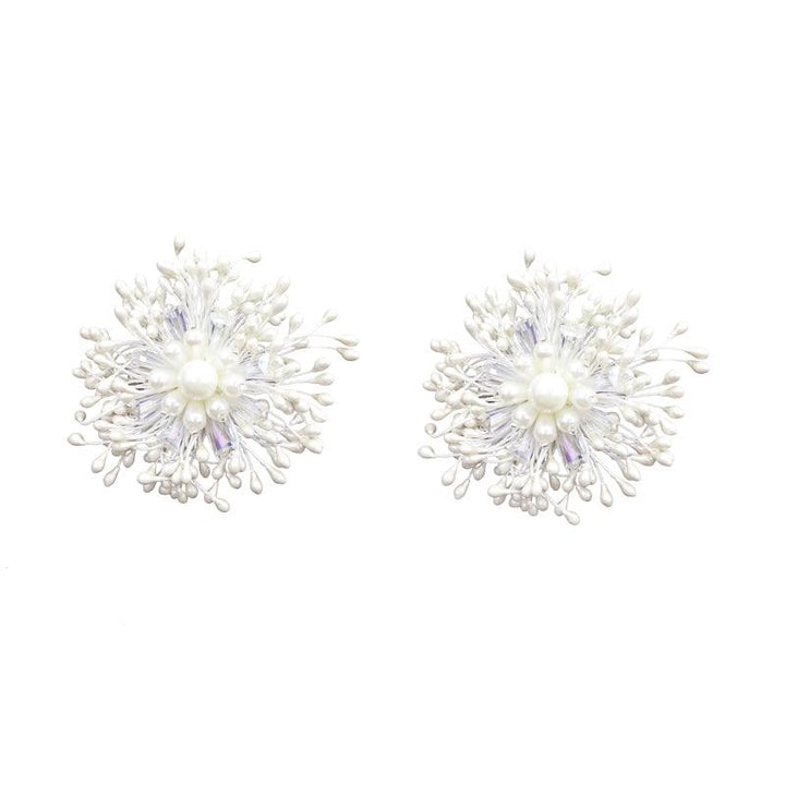 Retro Earrings Exaggerated White Flowers For Women - Super Amazing Store