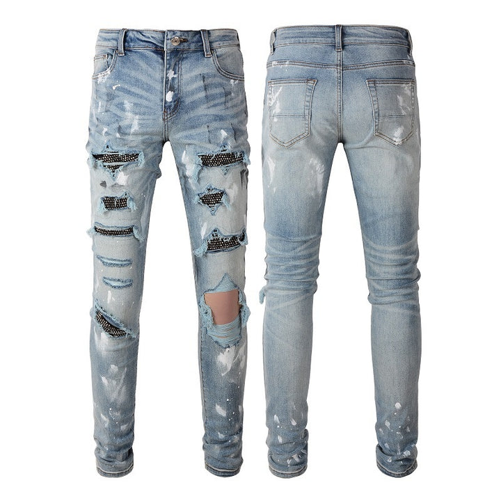 Diamond Patch Stretch Retro Jeans Q2