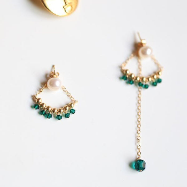 Emerald Asymmetric Stud Earrings - Super Amazing Store