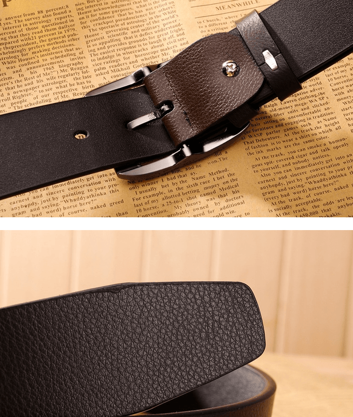 New Brand High Quality Men's Belts Luxury Brand Leather Belt Pin Buckle Black Business Pants Belt Belt Men's Belt - Super Amazing Store