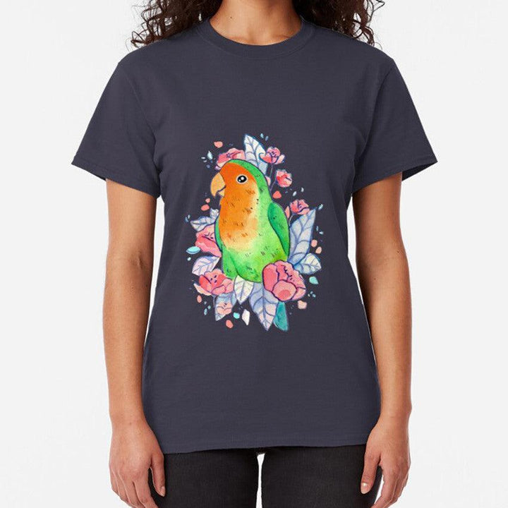 Flowery Lovebird Short Sleeve T-shirt Flowery Lovebird - Super Amazing Store