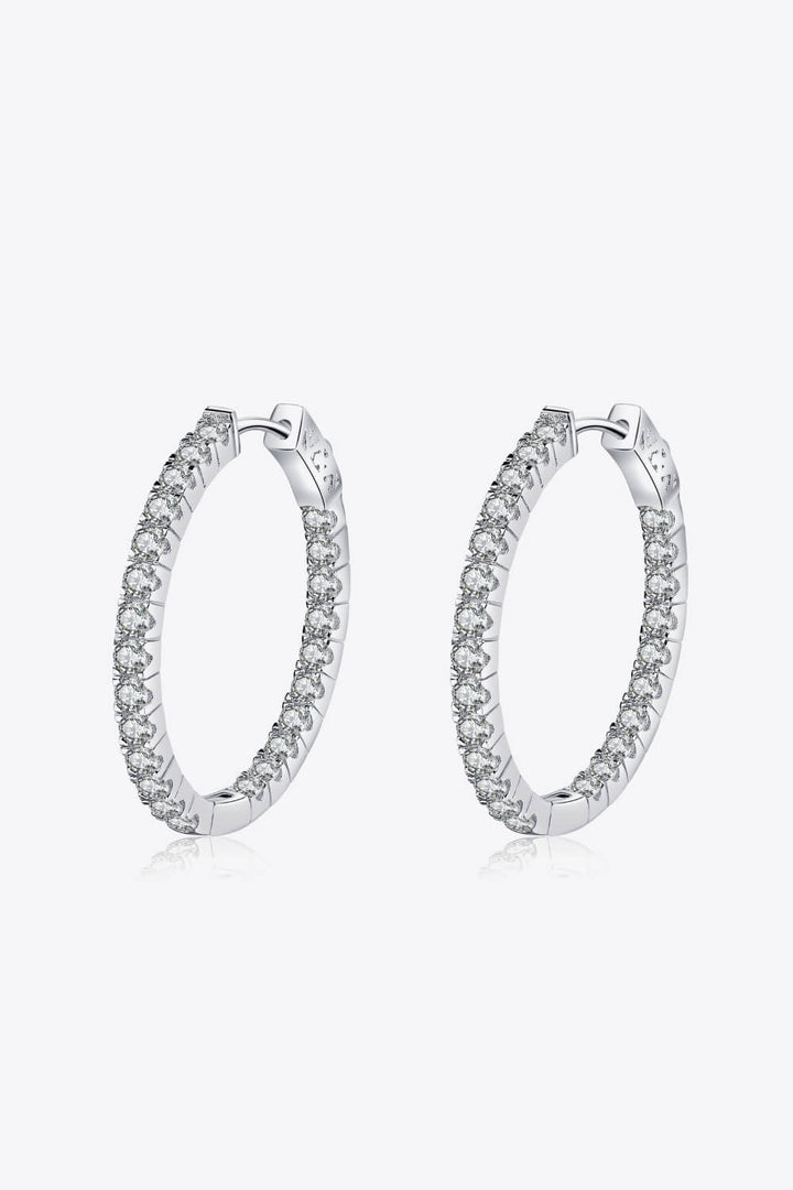 Moissanite Rhodium-Plated Hoop Earrings Trendsi