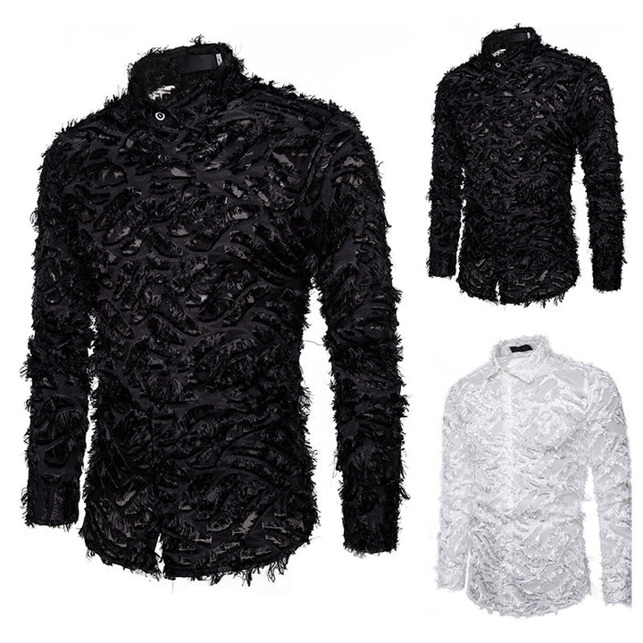 Feather tassel lapel shirt men - Super Amazing Store