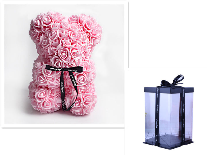 Rose Bear Eternal Flower Rose Teddy Bear PE Foam Bear 25cm