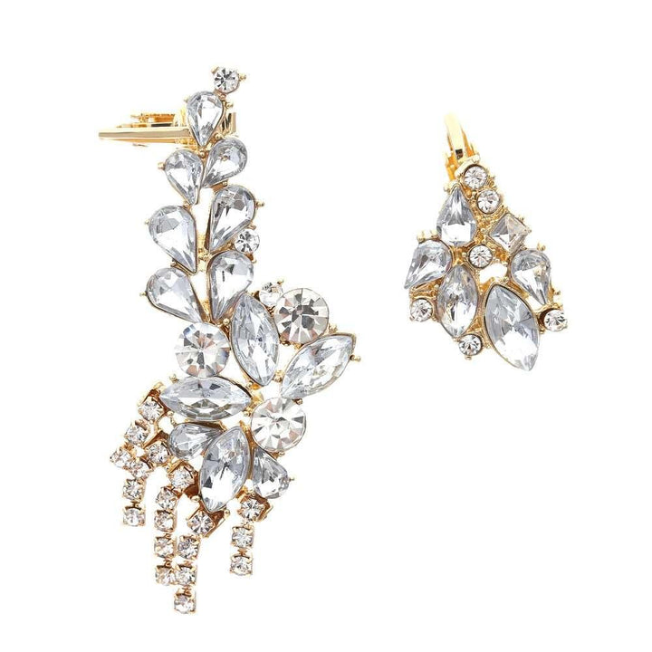 Alloy Hollow Jeweled Flower Tassel Earrings - Super Amazing Store