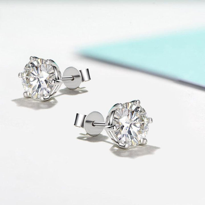 Moissan Diamond Earrings 925 Silver 1 Carat D Color 6 Prongs - Super Amazing Store