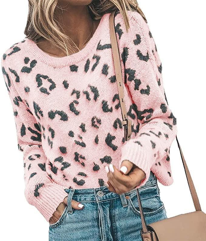 Leopard Print Knitted Sweater for Women - Super Amazing Store