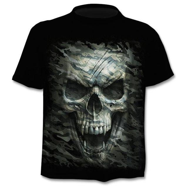 T-shirt Men Punk Style Top Tees Skull Gothic - Super Amazing Store