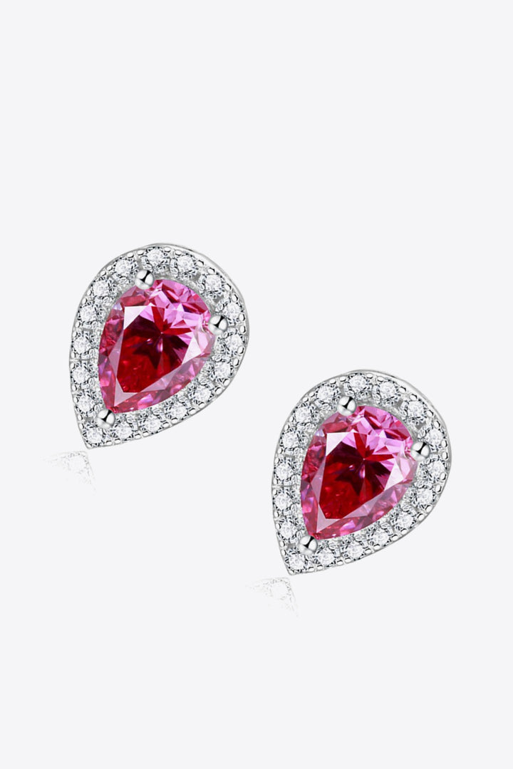 2 Carat Moissanite Teardrop Stud Earrings in Rose Trendsi