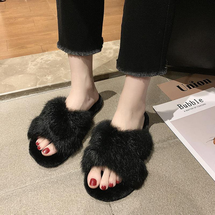 Cross fur slippers - Super Amazing Store