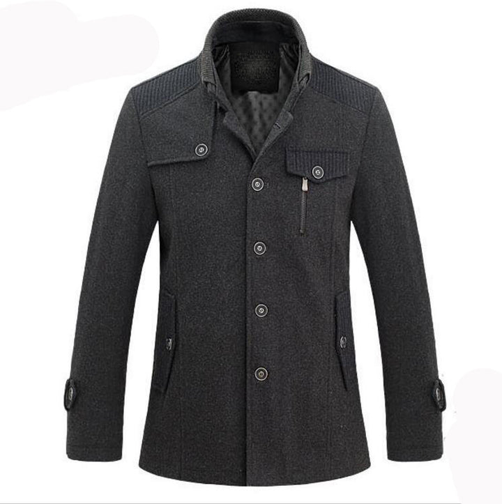 Men's Coat Fleece Trench Coat Mid Length Knitted Q2