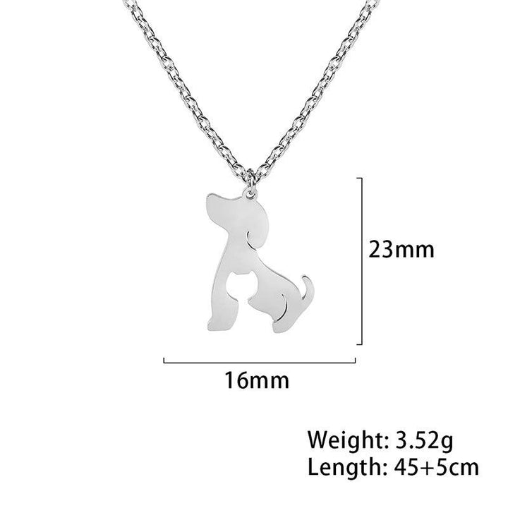 Unift Double Layer Stainless Steel Necklace For Woman Snake Chain Animal Bear Fox Dolphin Dog Pendant Fashion Jewelry Accessory - Super Amazing Store