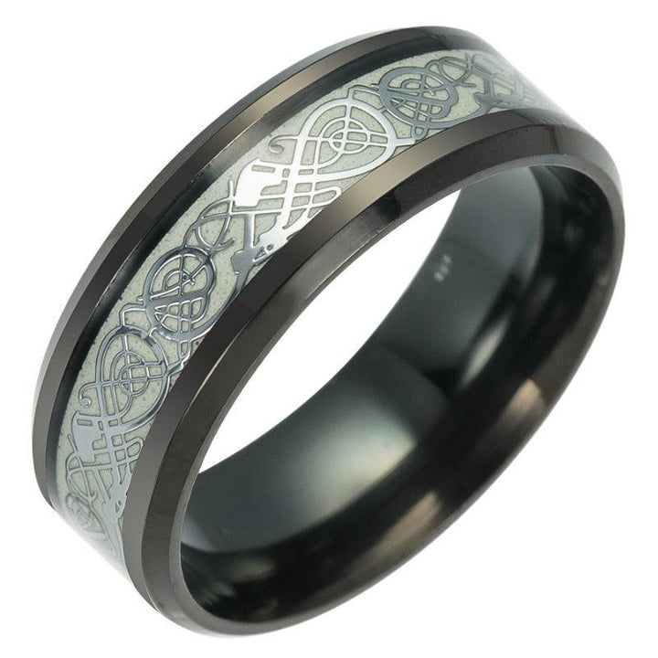 Ornament Plated Black Noctilucent Dragon Pattern Fluorescent Ring - Super Amazing Store