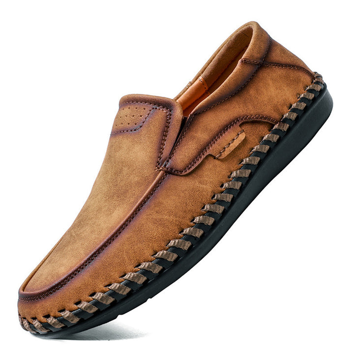 Men Microfiber Leather Hand Stitching Non-Slip Casual Shoes Q2