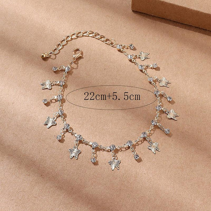 Butterfly Tassel Anklet Colorful Oil Necklace Flowers Leaves - Super Amazing Store