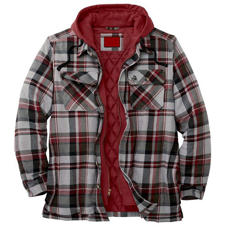 Thickened Cotton Padded Plaid Long Sleeve Loose Hooded Jacket - Super Amazing Store