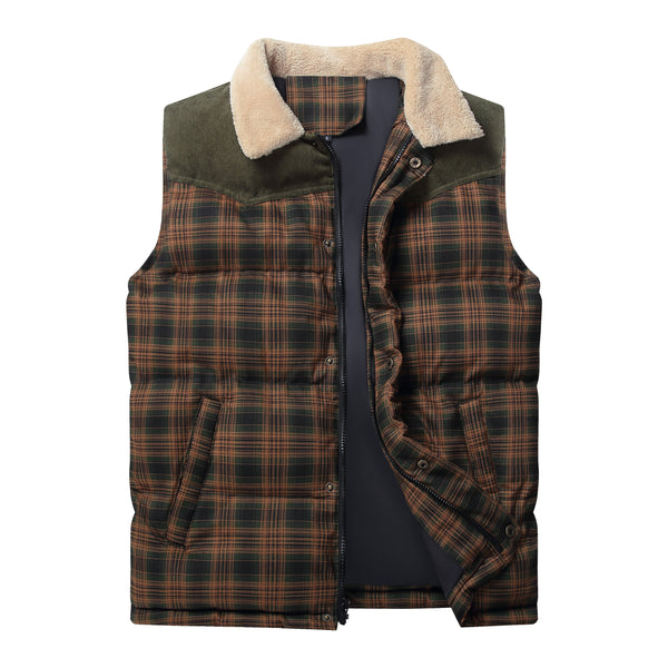 Men's Neck Collar Warm Plaid Vest-Super Amazing Store