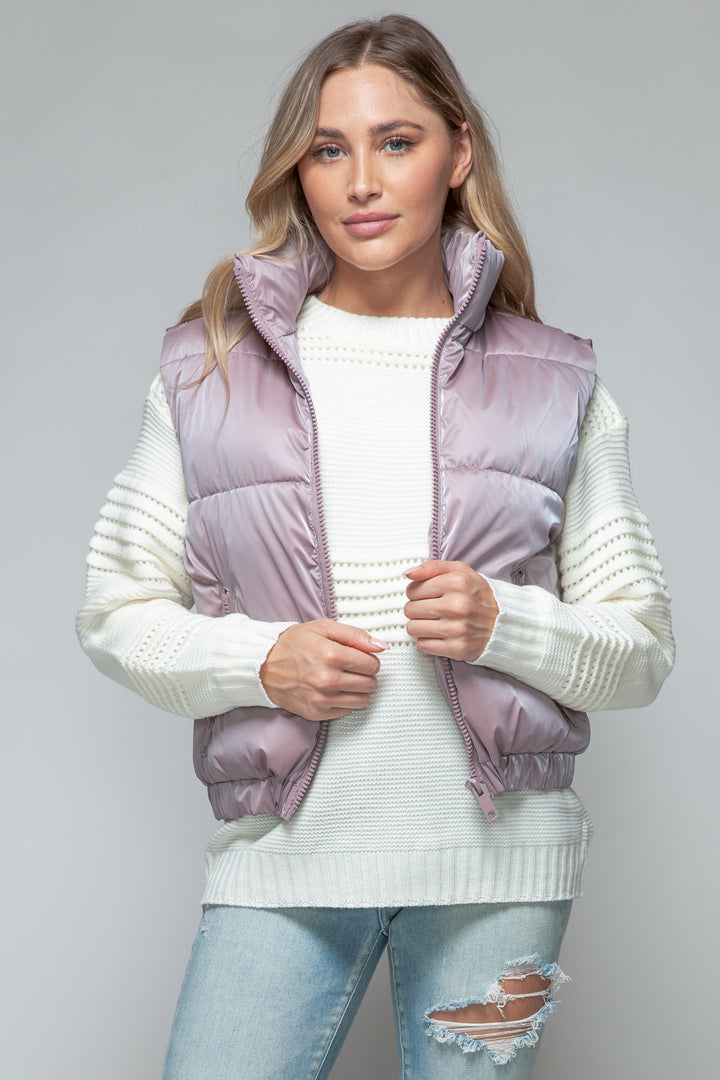 Snobbish Fine Fur Lining Quilted Vest Trendsi