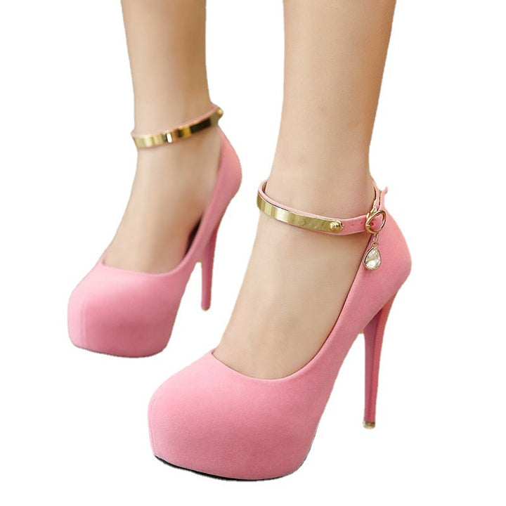 Women Pumps Metal Ankle Strap Q2