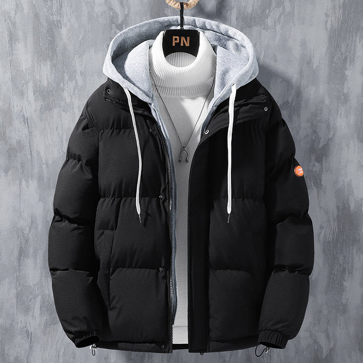 Hooded Jacket Men Winter Windproof Thickened Two-piece Coat Q2