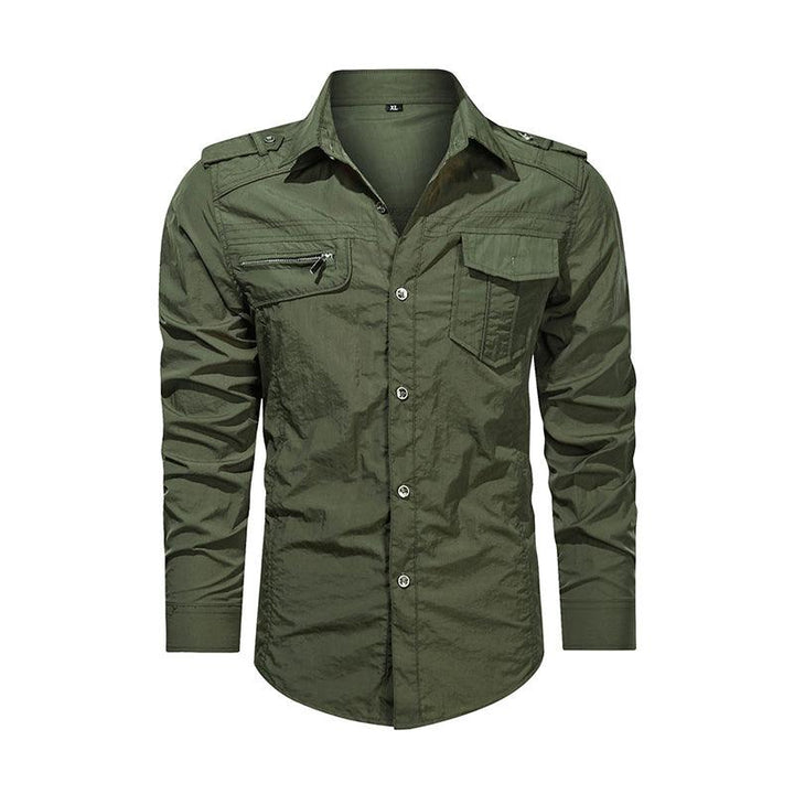 Men Shirt Outwear Military Thin Long Sleeve Shirts Quick-dry Solid Casual Fit Men Shirt - Super Amazing Store