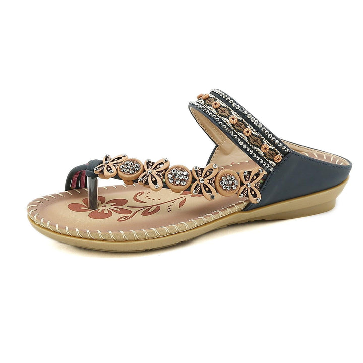 Bohemian Folk Style Rhinestones With Clip Toe Slippers - Super Amazing Store