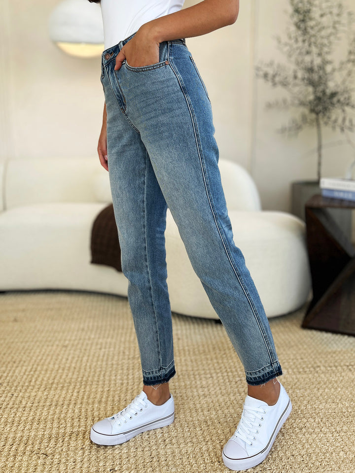 Judy Blue Full Size Mid Rise Rigid Magic Release Hem Jeans Trendsi