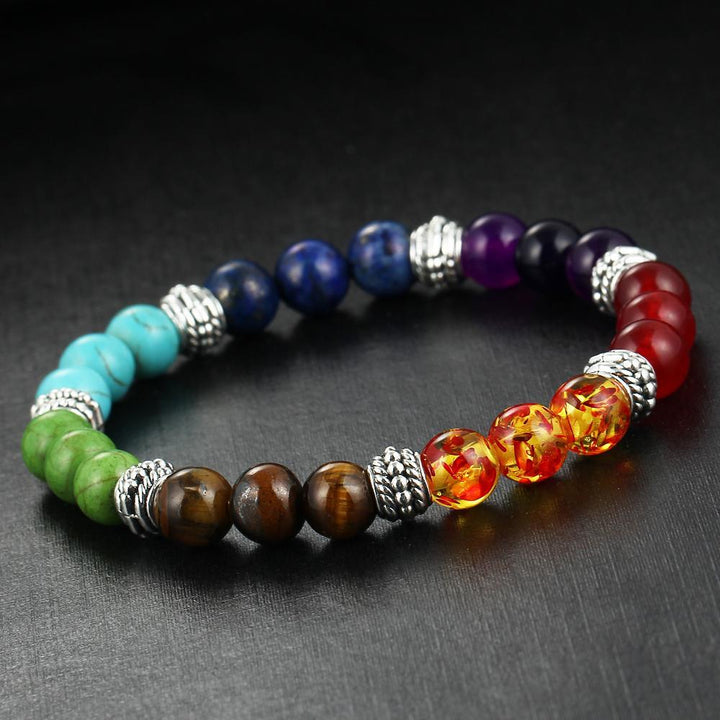 Natural Stone Colorful Chakra Energy Yoga Bracelet Q2