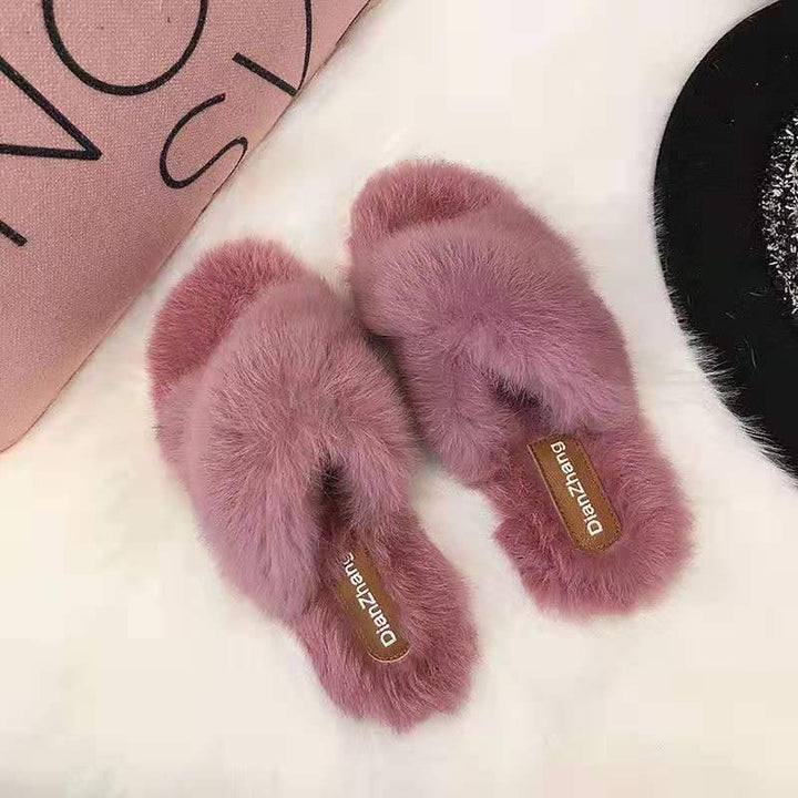 Cross hairy slippers - Super Amazing Store