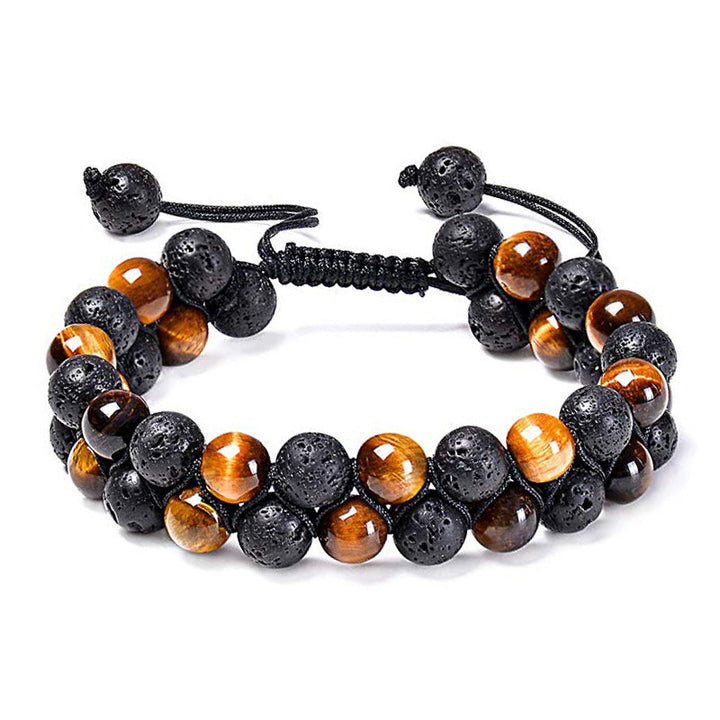 Tiger Eye Couple Bracelets Matte Black Agate Beads Bracelet Q2