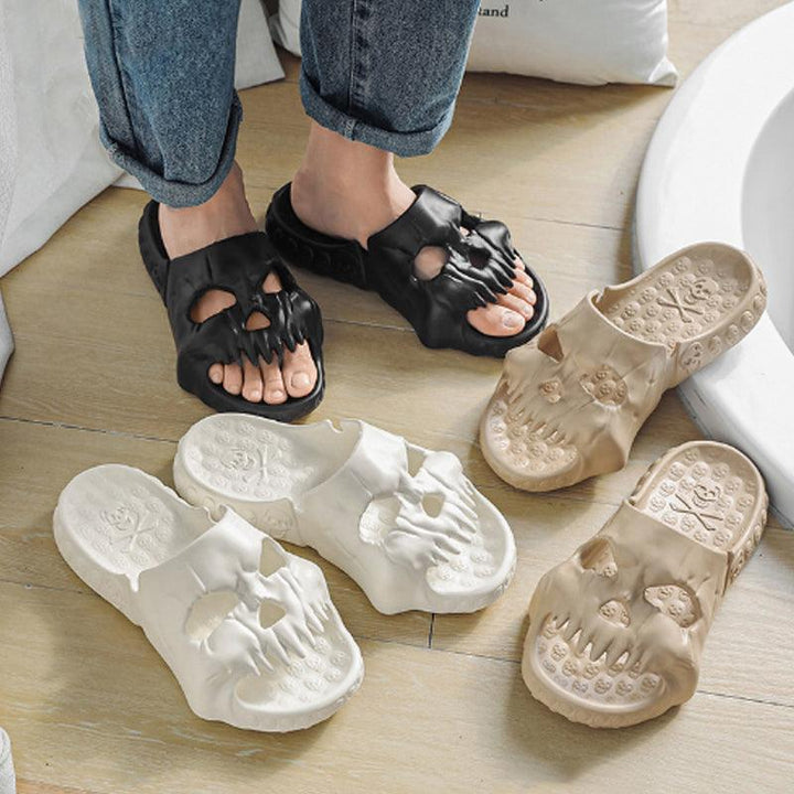 Personalized Skull Design Halloween Slippers Bathroom Indoor Outdoor Fun Slides Beach Shoes - Super Amazing Store