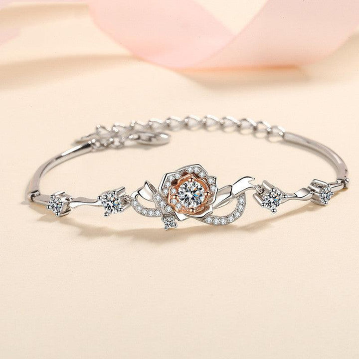 A Rose Bracelet Female S925 Silver Bracelet Inlaid Moissanite Bracelet - Super Amazing Store