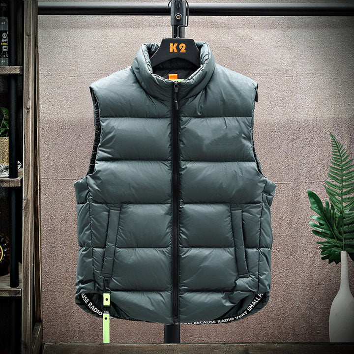 Men's Winter Down Vest Fashion All-match Stand-collar Sleeveless Jacket Q2