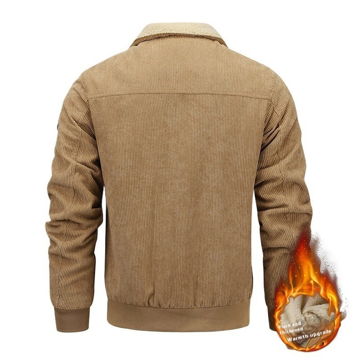 Winter Lapel Fleece Jacket With Pockets Warm Thicken Cotton Coat Q2