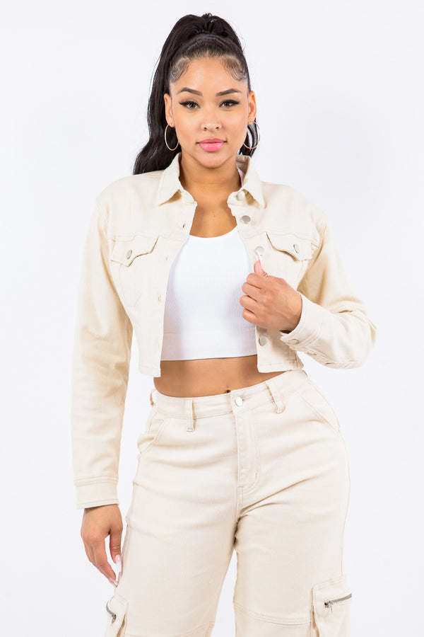 American Bazi Laced Back Cropped Jacket Trendsi