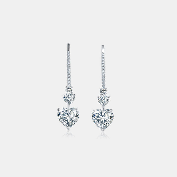 5.44 Carat 925 Sterling Silver Moissanite Heart Drop Earrings Trendsi